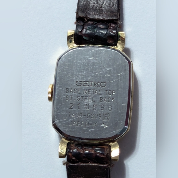 (935)Vintahe Seiko (1400-5309)Women’s Gold Tone Diamond Accent Watch Lizard Band - Picture 5 of 12